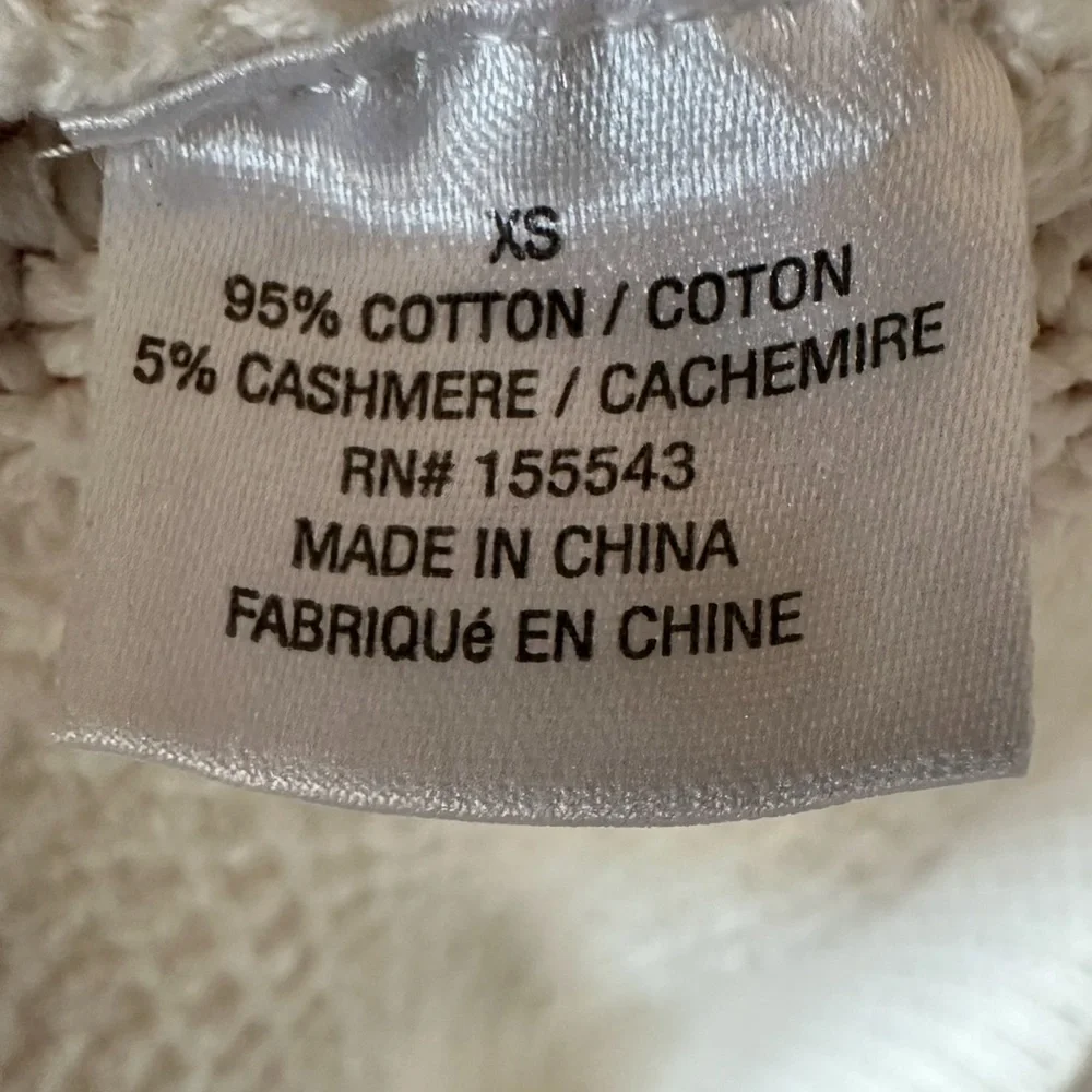 Sablyn Harper Cream Cotton Cashmere Sweater XS Seed Knit Minimal